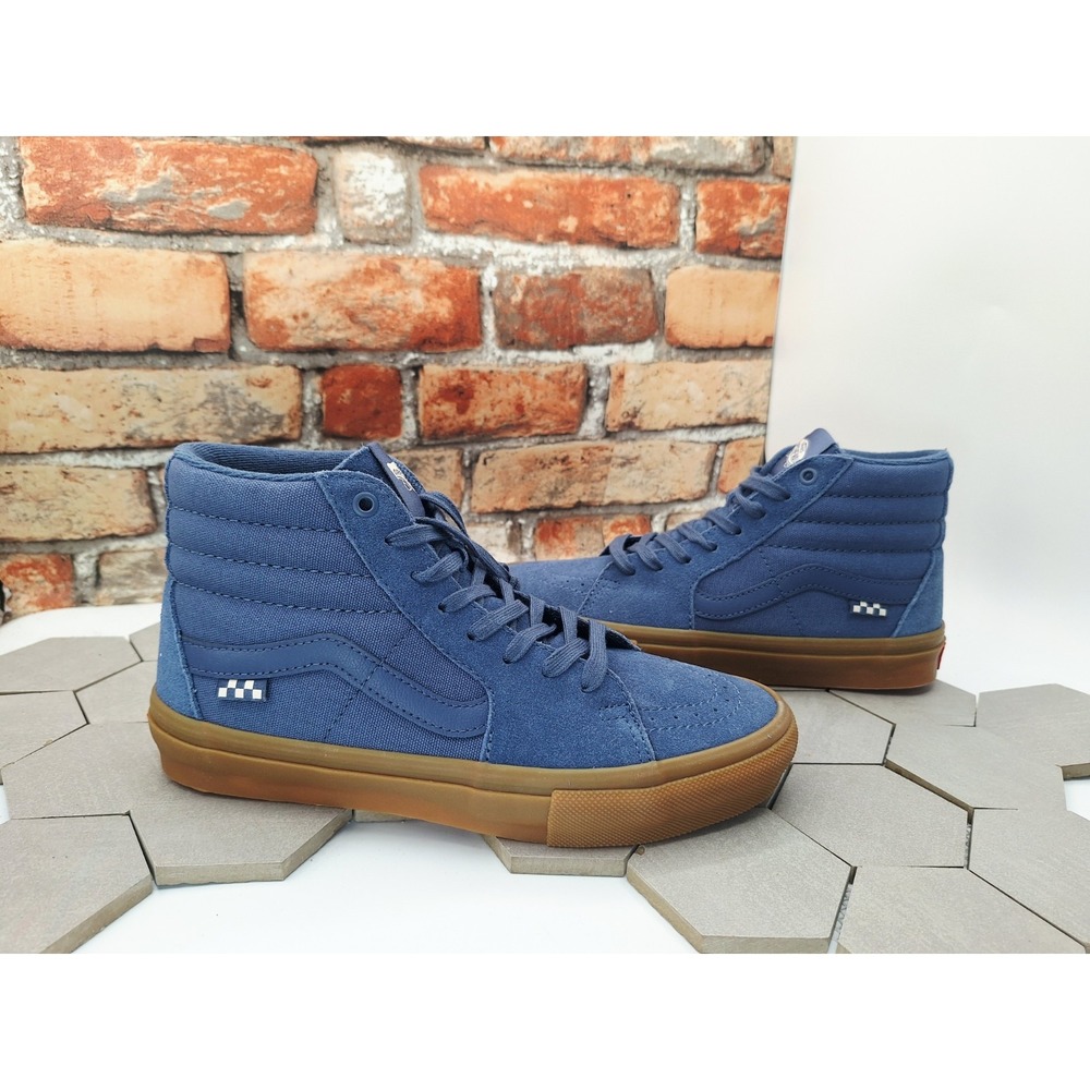 Vans Skate Sk8-Hi Vintage Blue Suede Gum Shoes Men 7.5 VN0A5FCC0QZ Bmx Rare